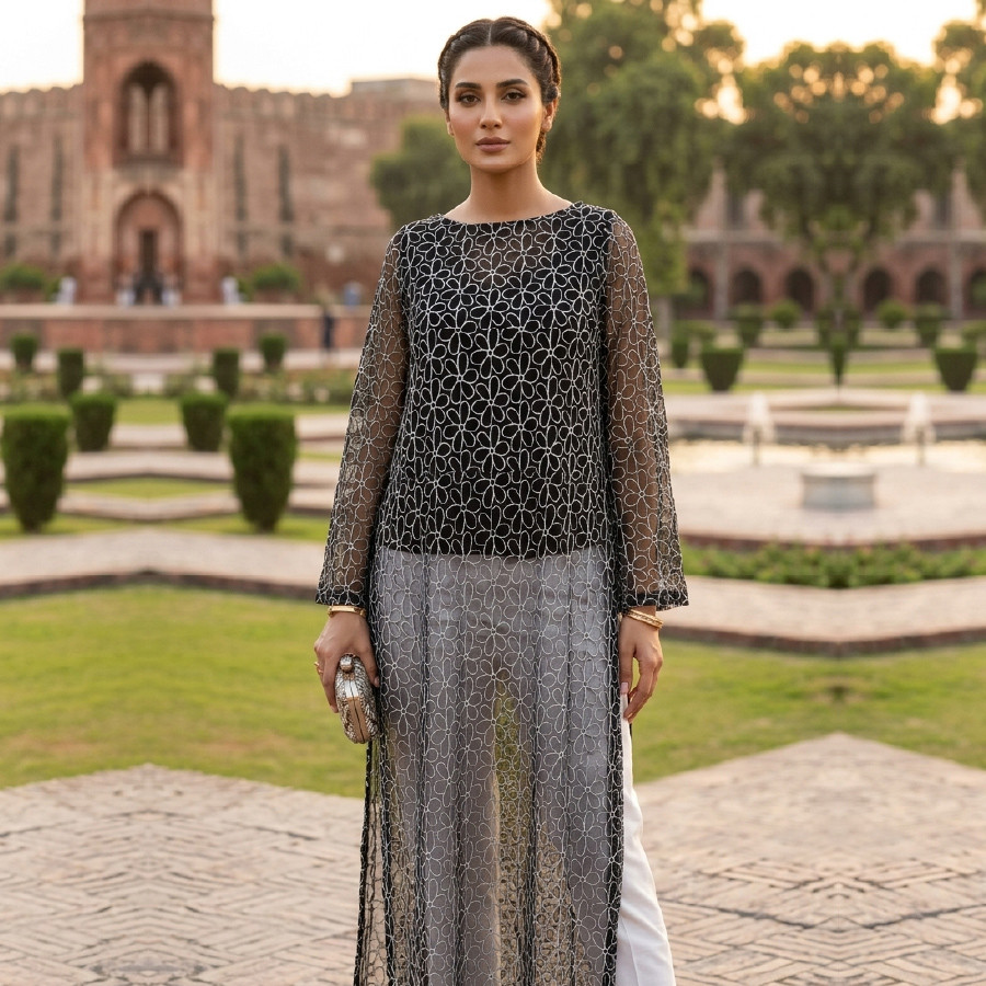 Elegant Net Shirt – 1 Piece Outfit