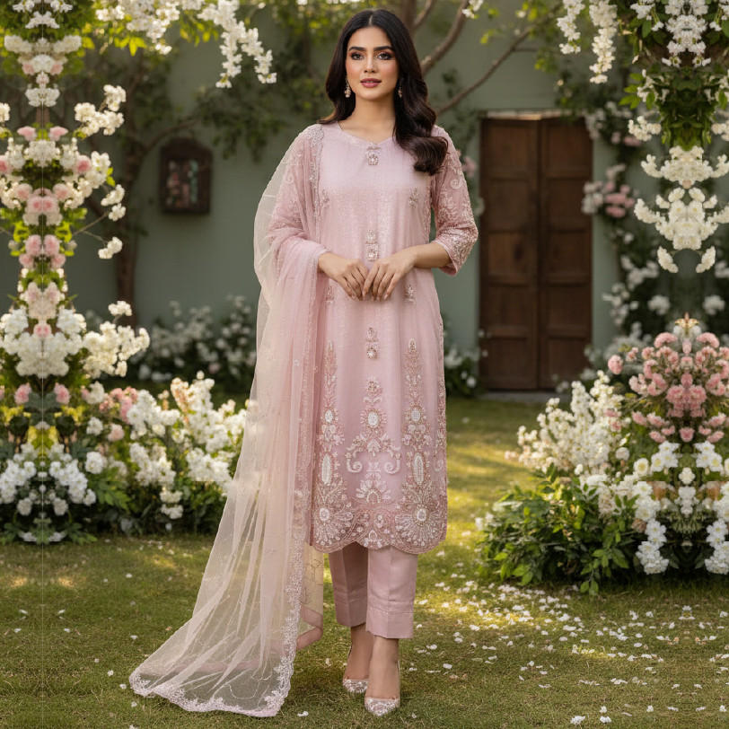 Luxury Net Cut Dana Embellished Suit – Medium