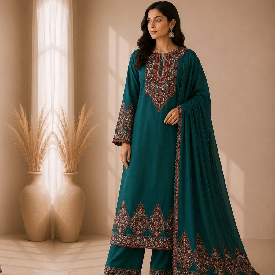 Women's 3 Piece Embroidered Pashmina Suit
