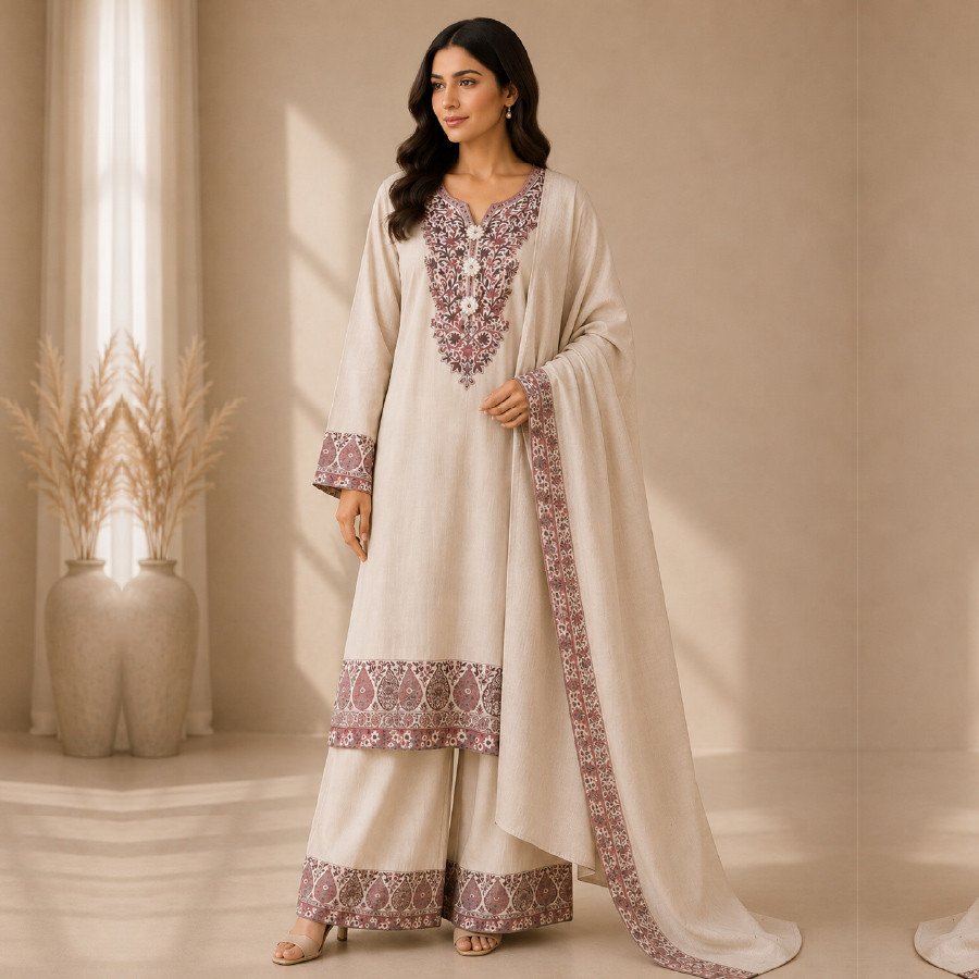 Luxury Pashmina Embroidered 3 Piece Suit