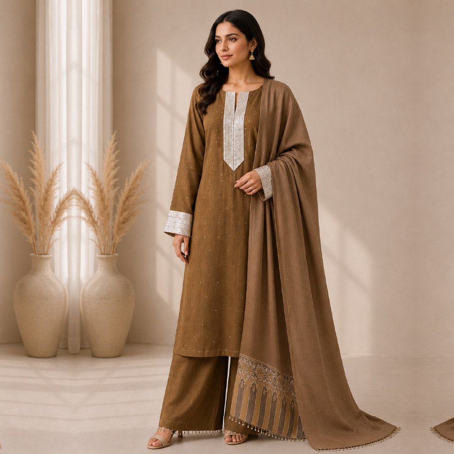 Pashmina 3 Piece Suit with Sitara Work