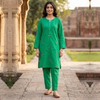 Elegant Embroidered Lawn Suit with Farshi Shalwar