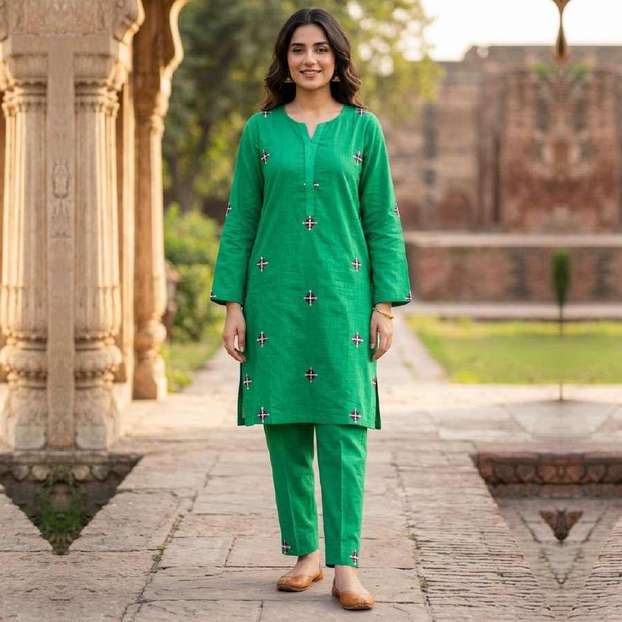 Elegant Embroidered Lawn Suit with Farshi Shalwar
