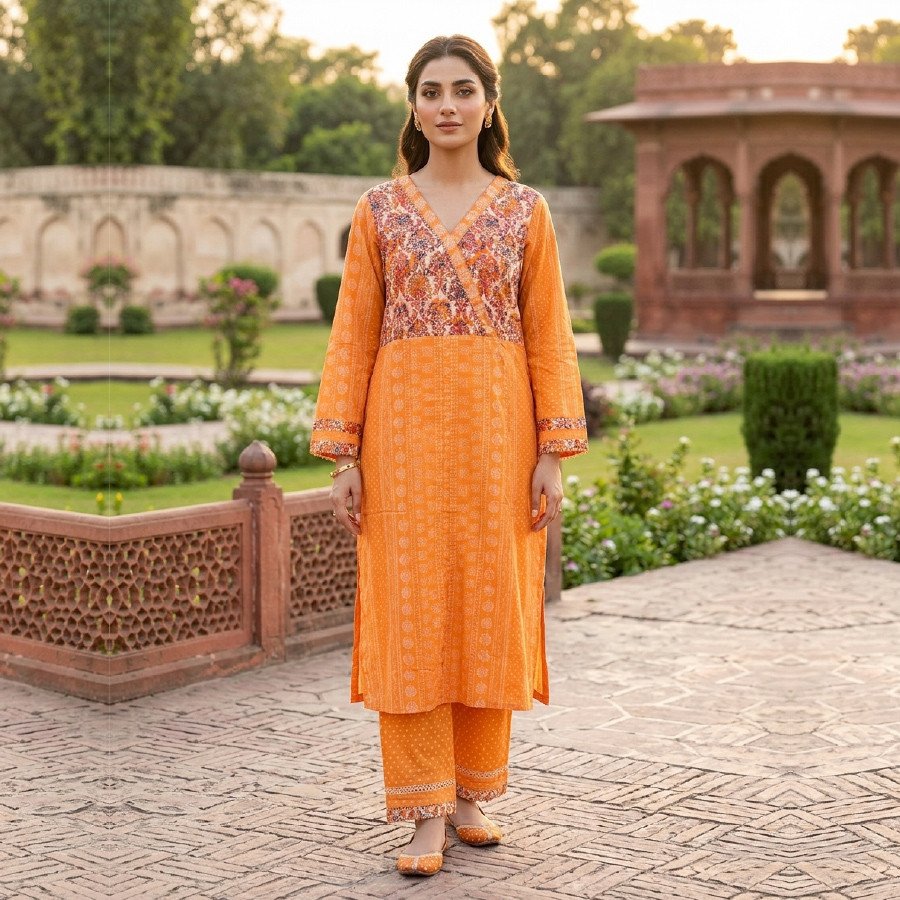 2 Piece Lawn Cotton Suit with Lace & Embroidery