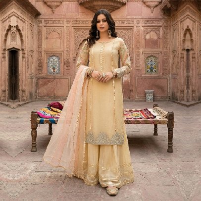 Luxury 5 Piece Embroidered Organza Suit