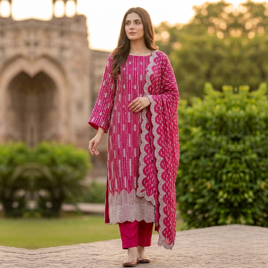 Sheesha Silk Cut Dana 3PC Suit – Medium