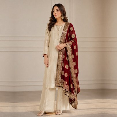 Luxury Korean Silk Suit with Banarsi Dupatta