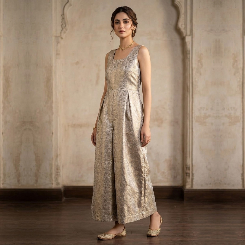 Banarsi Soft Fabric Jumpsuit – Elegant Medium Size