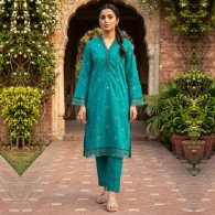 2 Piece Lawn Cotton Embroidered Suit – Semi Formal