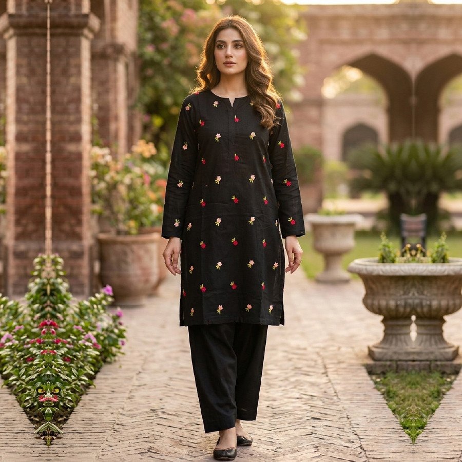 Elegant 2-Piece Lawn Cotton Embroidered Suit