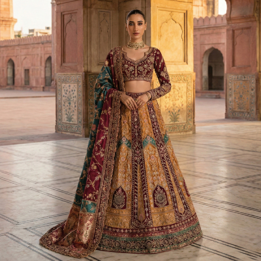 Silk Indian Embroidered Lehenga – Luxury Bridal Wear