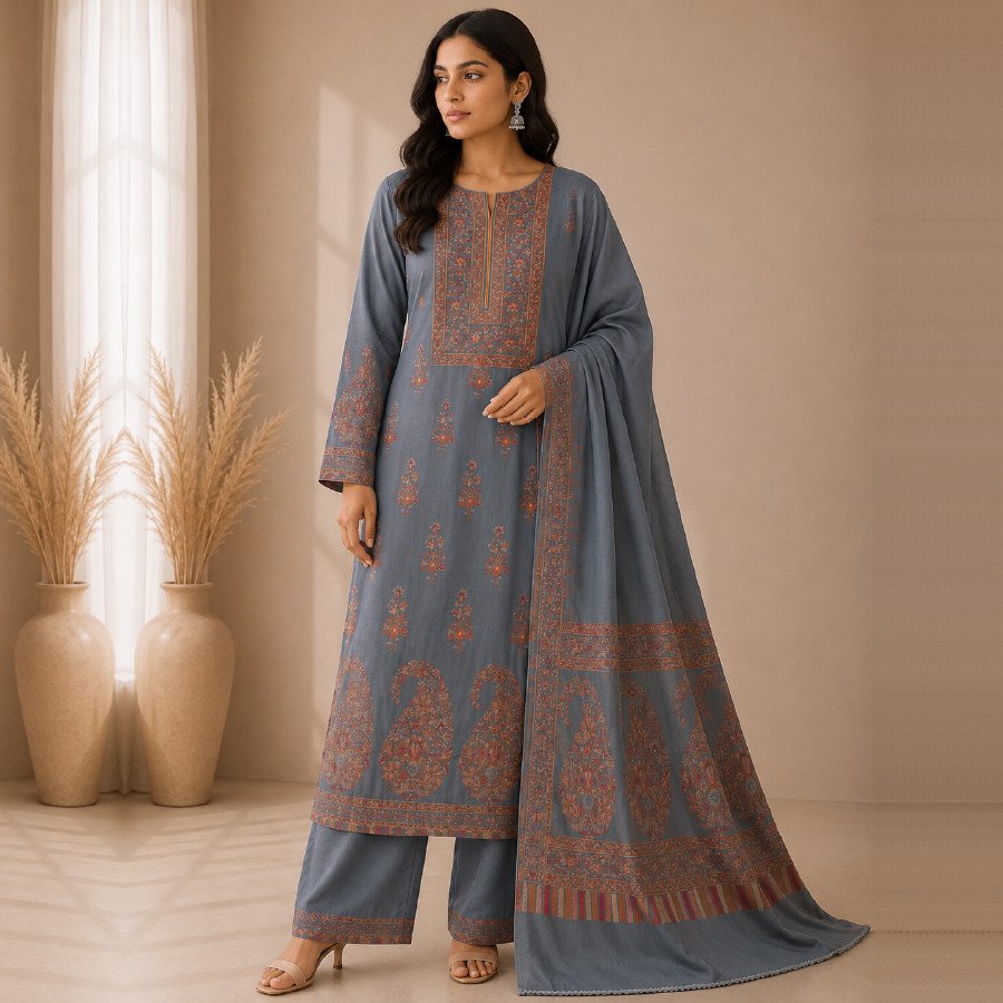 Women's 3 Piece Fully Embroidered Pashmina Suit