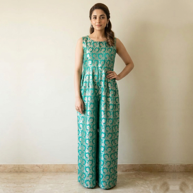 Banarsi Soft Fabric Jumpsuit – Medium | Elegant 1-Piece