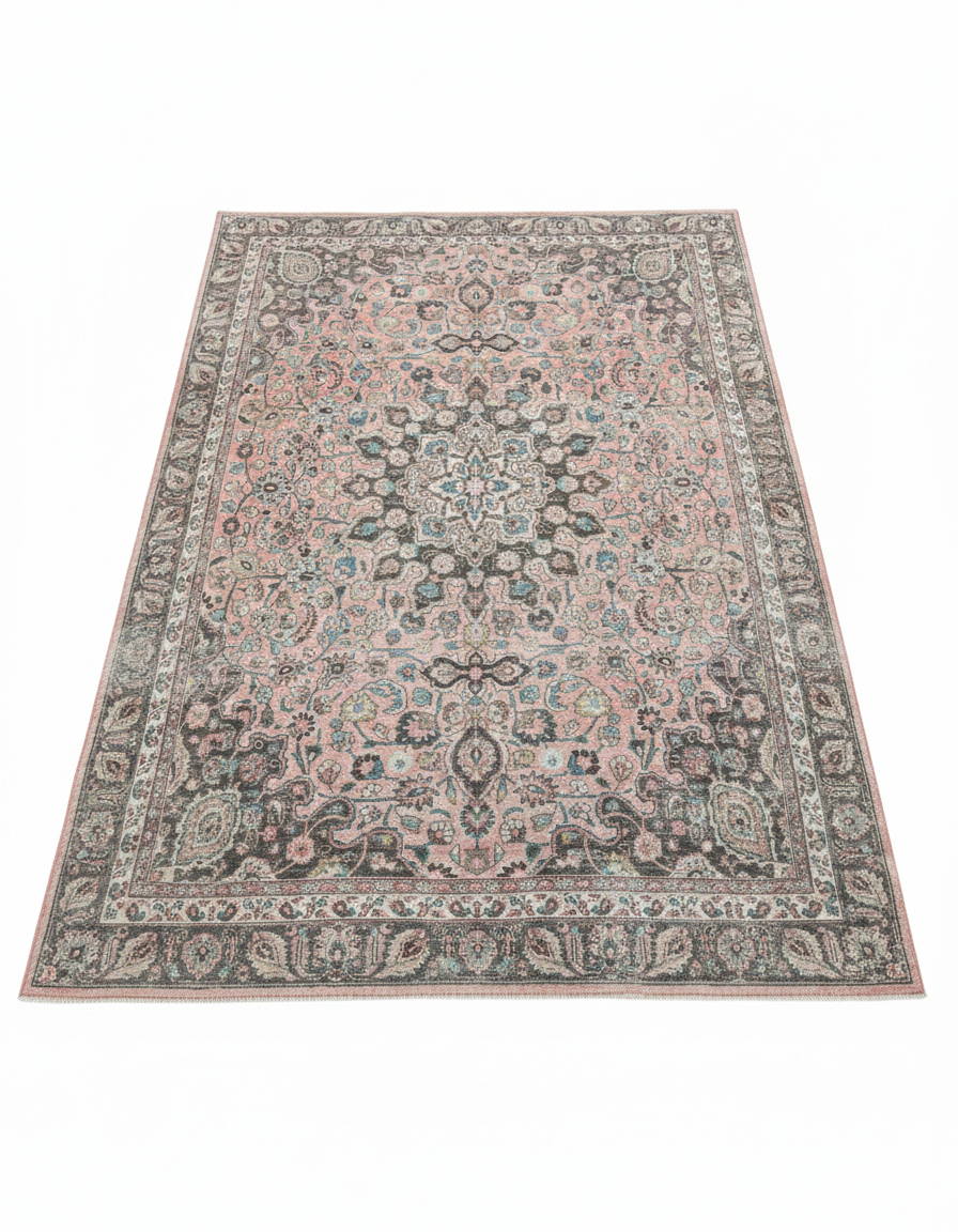 Handmade Persian Pink Rose Vintage Tabriz Rug – 8'7" x 11'3"