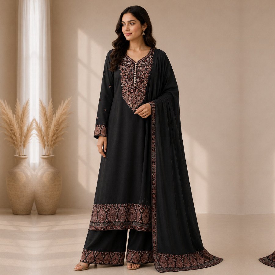 Women's 3 Piece Embroidered Pashmina Suit