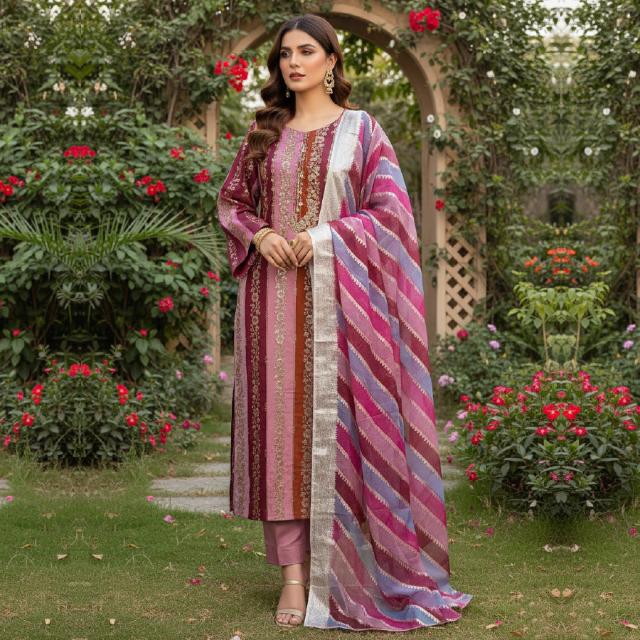 Crisp Silk Shirt with Indian Work & Chatta Patti Plazo Set