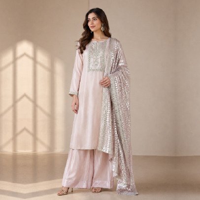 Luxury Sheesha Silk 3 Piece Suit with Net Dupatta