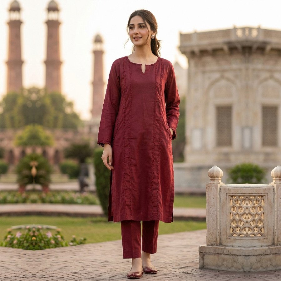 Elegant 2-Piece Lawn Cotton Suit with Lace & Embroidery