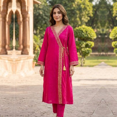 Elegant 2 Piece Lawn Cotton Suit with Lace & Embroidery