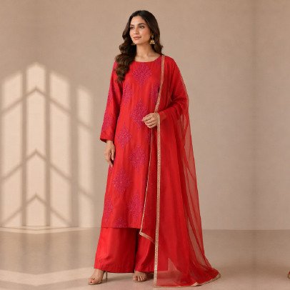 Luxury Net 3 Piece Formal Suit with Bead Work