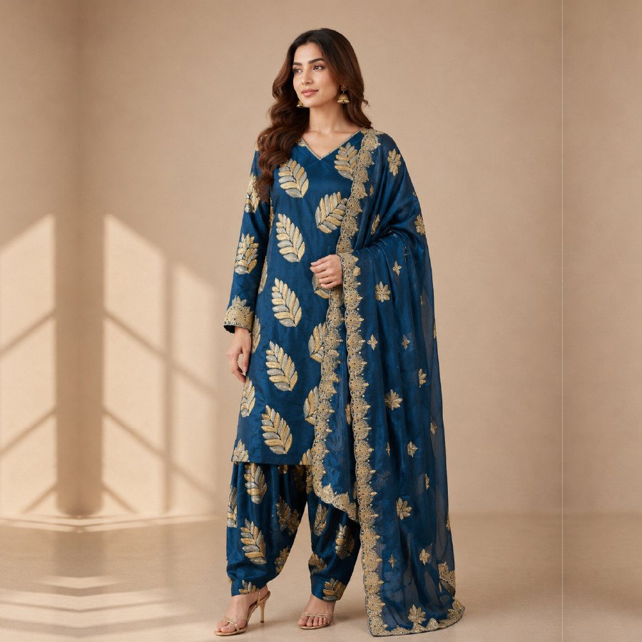 Luxury Raw Silk 3 Piece Sitara Embroidered Suit