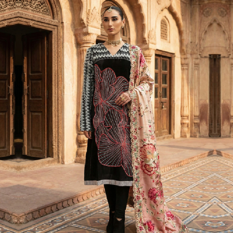 Contemporary Korean Silk "Leaf Motif" Statement Shirt