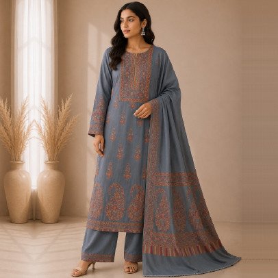 Women's 3 Piece Fully Embroidered Pashmina Suit