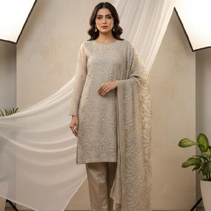 Sheesha Silk Cut Dana Embellished Suit – Medium