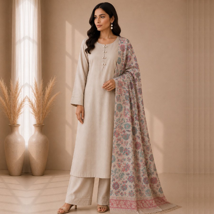 Women's 3 Piece Pearl Pashmina Suit
