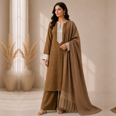 Pashmina 3 Piece Suit with Sitara Work